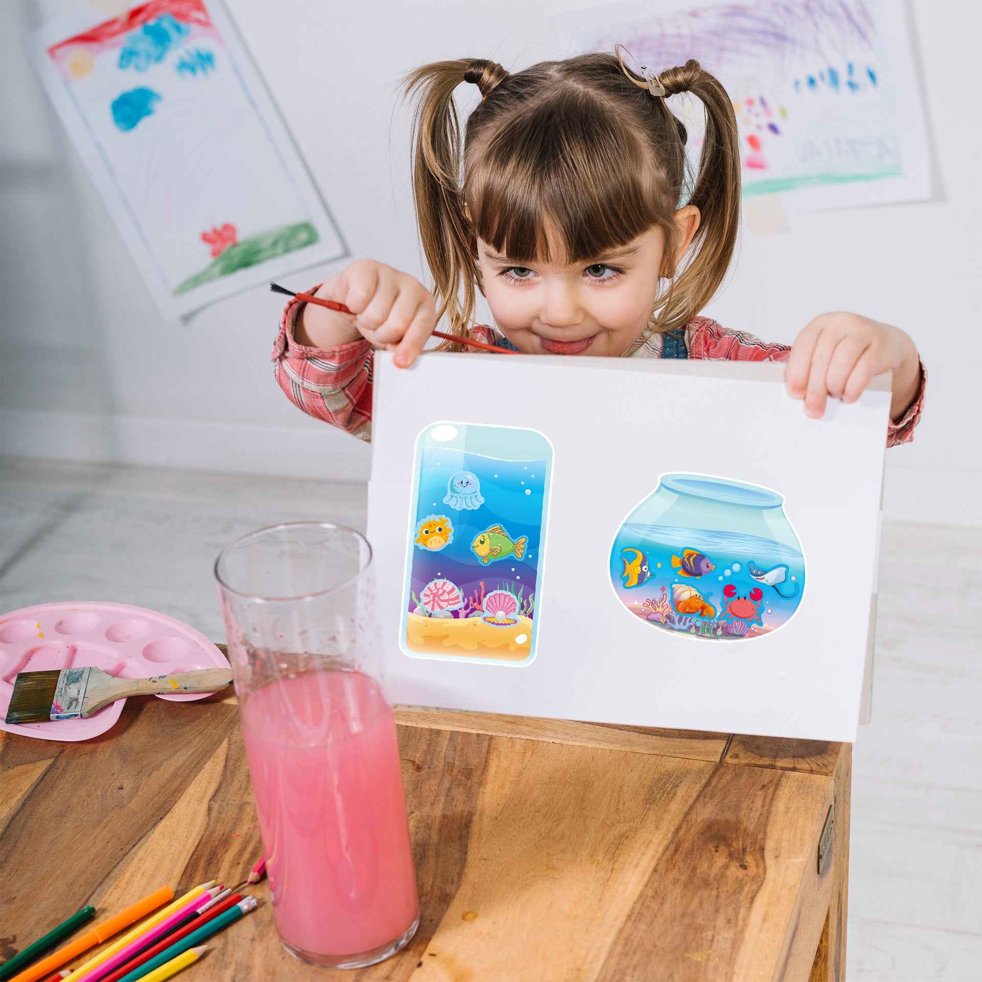 Make a Face Aquarium Fish Tank Stickers for Kids 24 Sheets