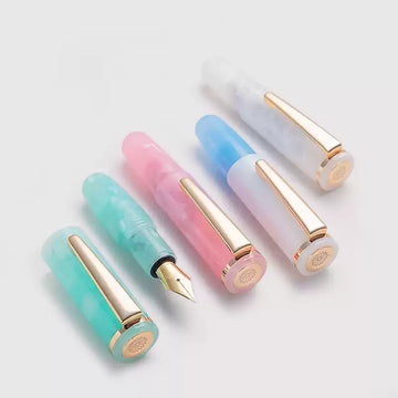 Caneta-tinteiro Super Mini Wancher - caneta de bolso de 65 mm com enchimento por conta-gotas, corpo em acrílico vibrante e pipeta