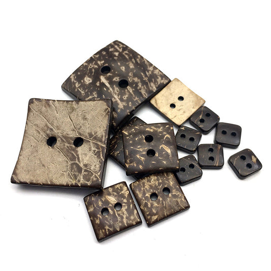 10-54mm Extra Large Coconut Shell Square Two Hole Buttons 30pcs