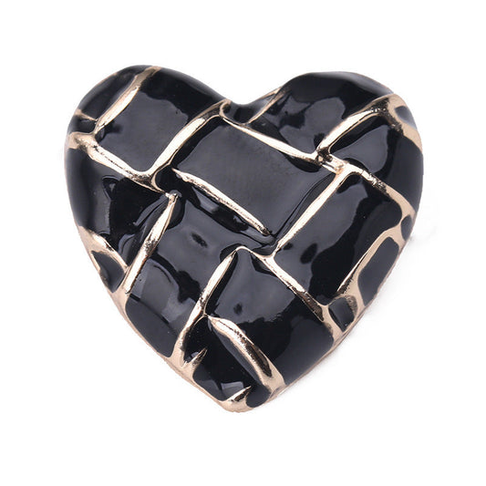 18MM White Black Oil Woven Heart Shape Metal Shank Buttons 10pcs Black
