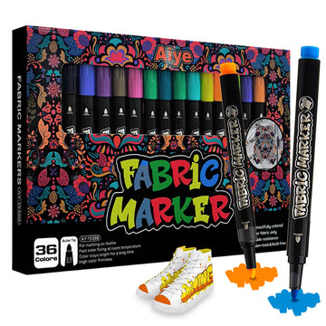 36-Color Fabric Marker Pen Set | DIY Clothing, Shoes, Canvas & Textile Art