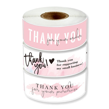 3 Rolls Thank You for Your Order Stickers 360 Labels Pink