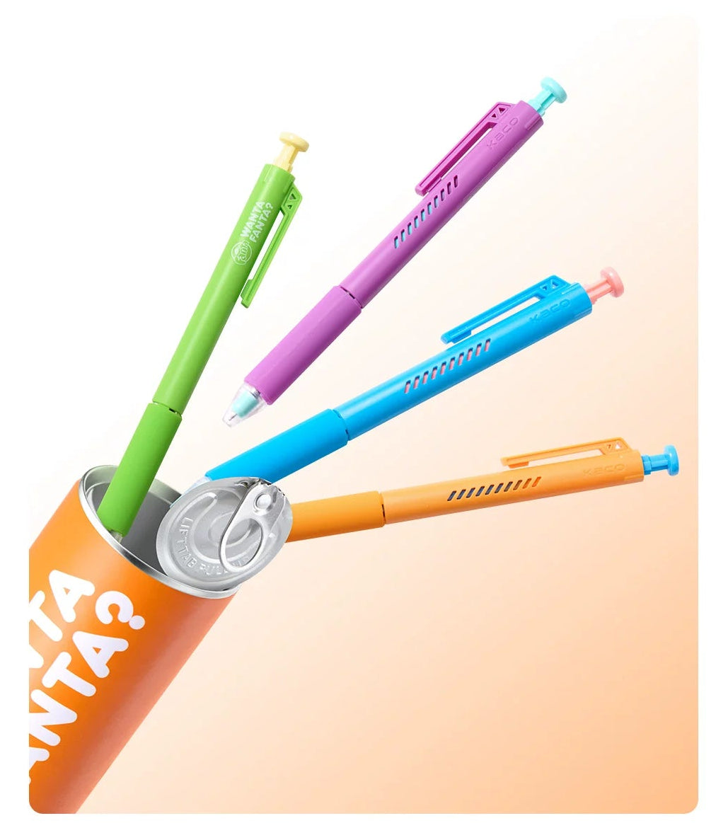 KACO x Fanta Limited Edition Click Gel Pen | Black Ink 0.5mm | 4-Pack in Collectible Can