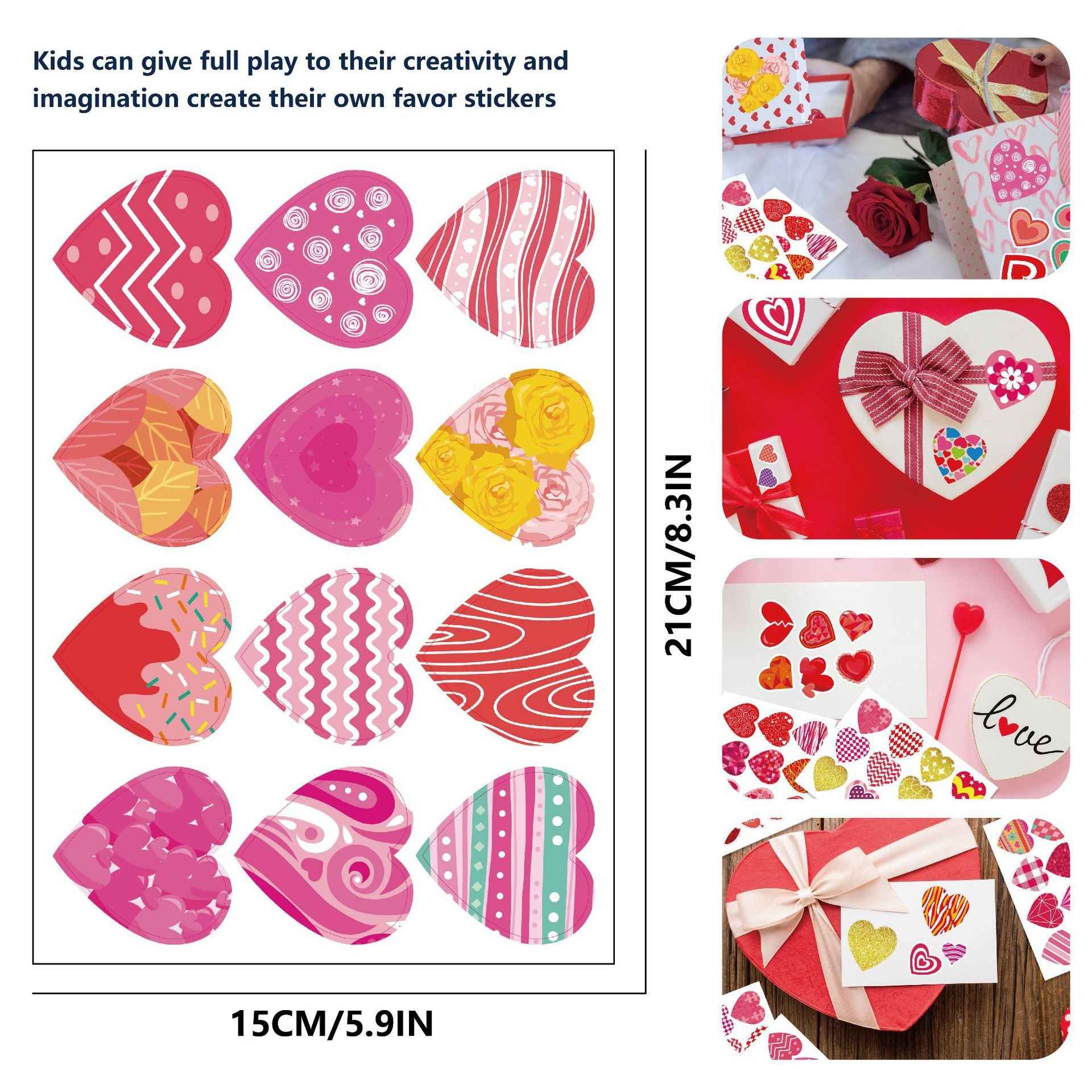 Make a Face Cartoon Valentine's Day DIY Stickers for Kids 24 Sheets