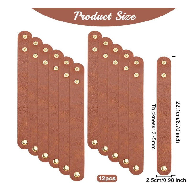 Adjustable PU Leather Bracelet DIY Engravable Wristbands 12 Pack