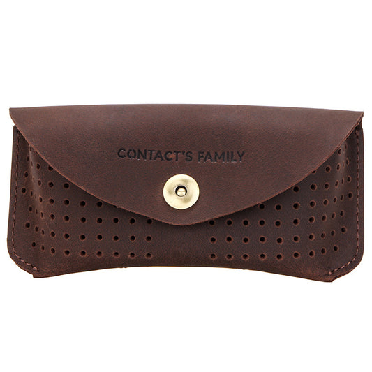 Vintage Leather Glasses Case – Slim Flip-Top Eyewear Storage Sleeve