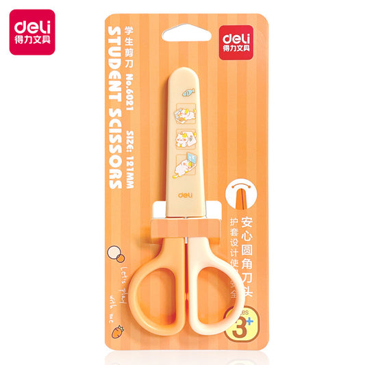 DELI Pointed Tip 12cm Student Kids Scissors with Sheath 2 Pack