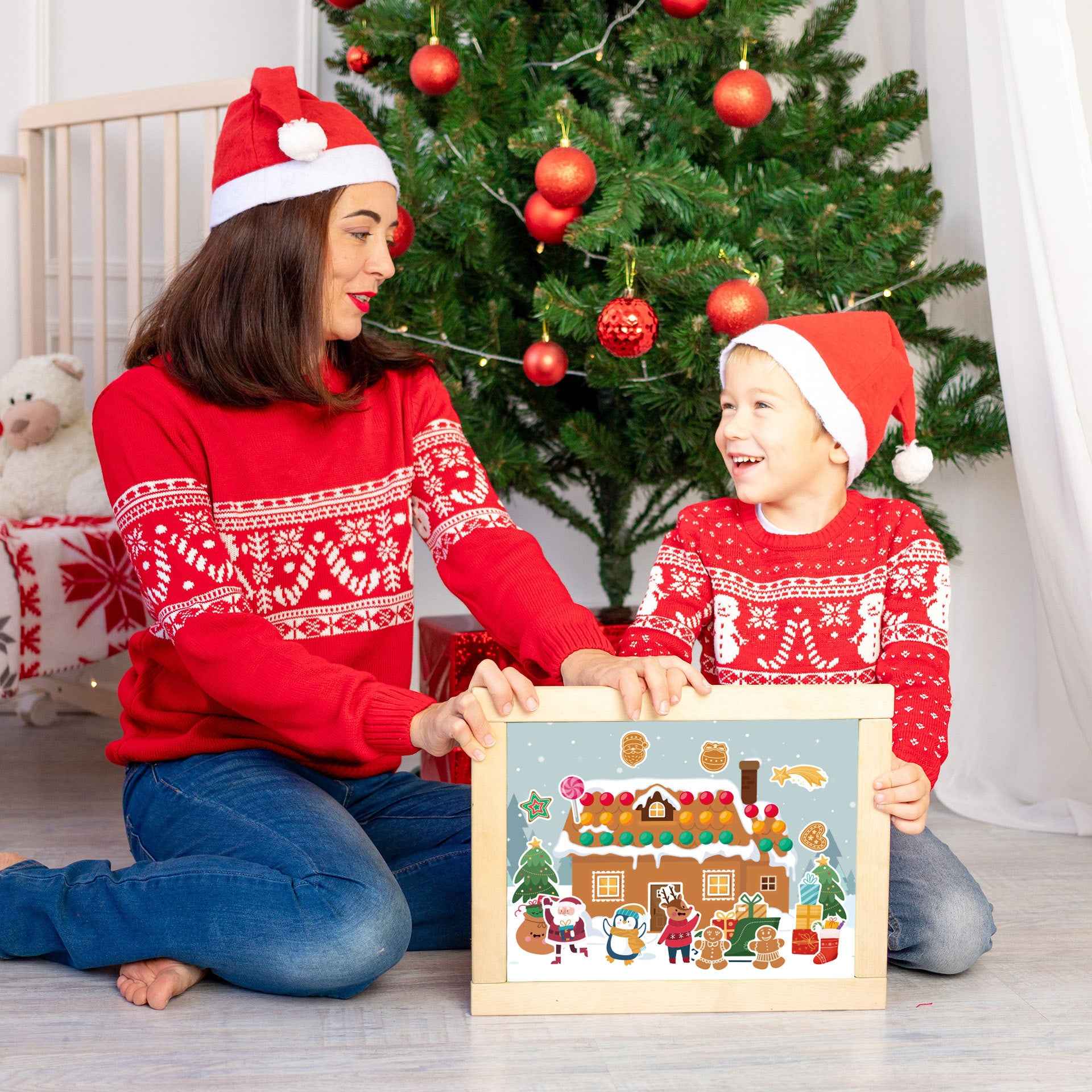 Make a Face Christmas House Stickers for Kids 24 Sheets