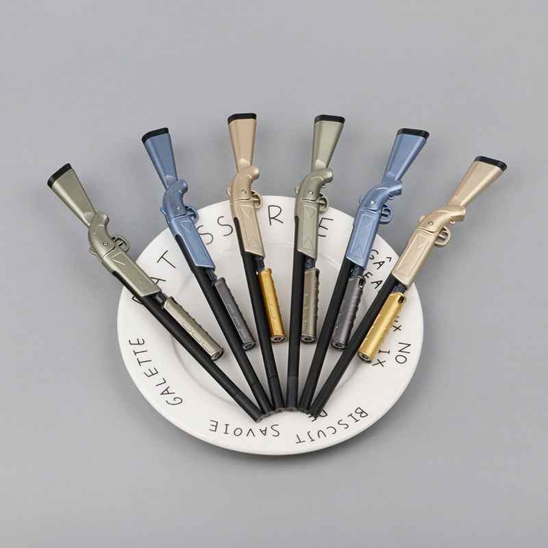 Gun Shape Gel Ink Ballpoint Pen with LED Light - 10 Pack