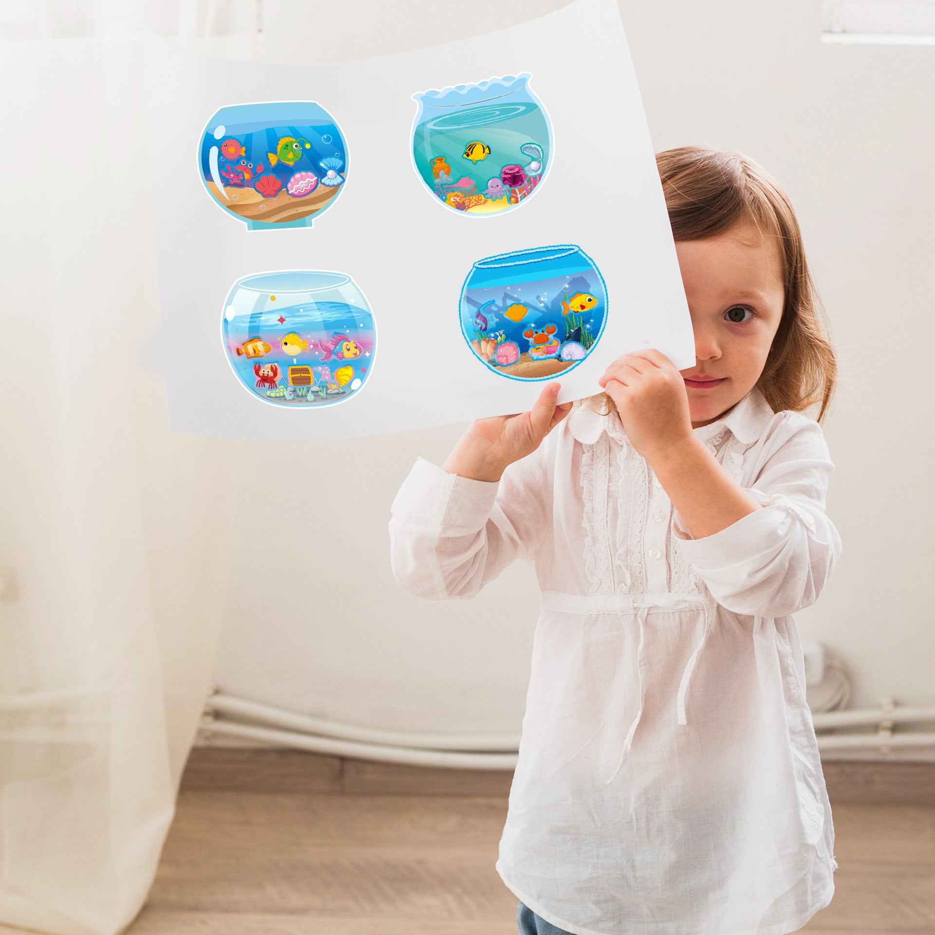 Make a Face Aquarium Fish Tank Stickers for Kids 24 Sheets