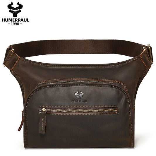 Men's Genuine Leather Commuter Shoulder Crossbody Bag Coffee
