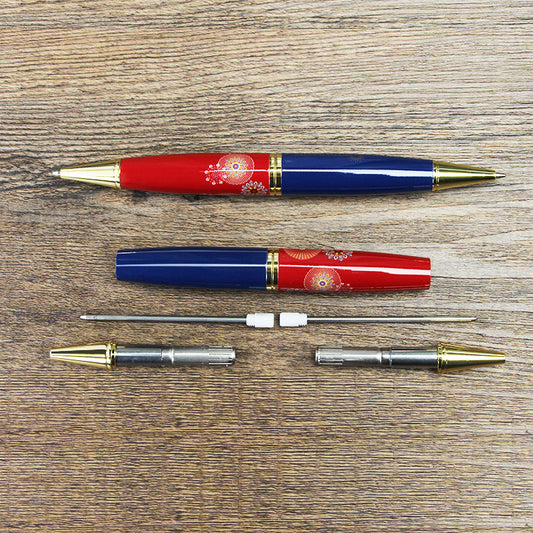 Dual-Tip Two-Color Metal Ballpoint Pen | Red & Blue Ink | Double-Ended | 2-Pack