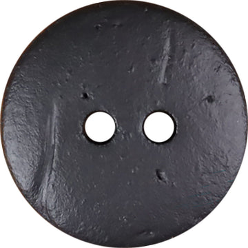Round 2-hole dark coconut shell button, smooth matte finish