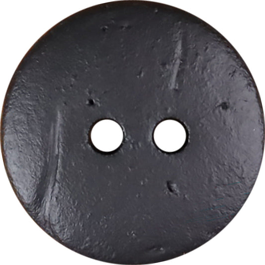 Round 2-hole dark coconut shell button, smooth matte finish
