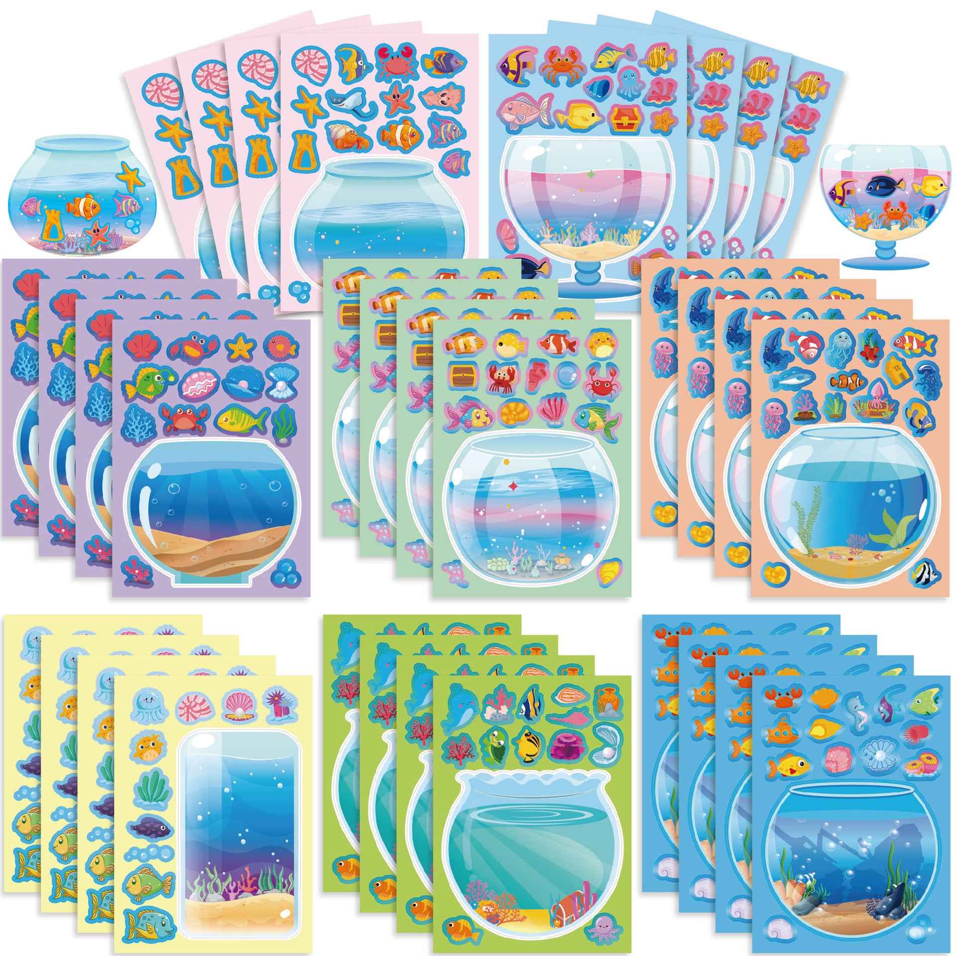 Make a Face Aquarium Fish Tank Stickers for Kids 24 Sheets