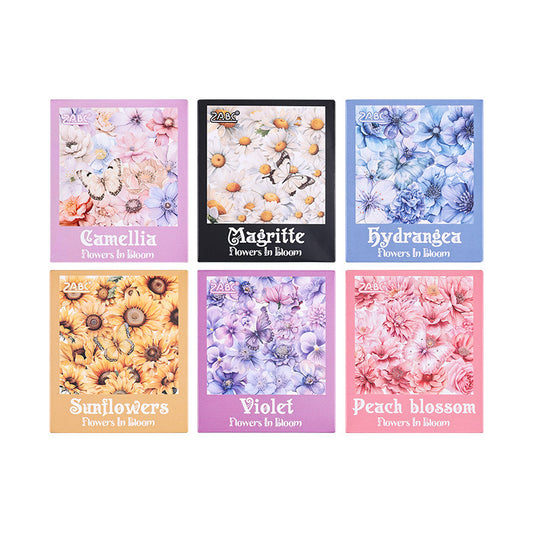 Holographic Floral PET Stickers Waterproof Journal Stickers 6 Pack