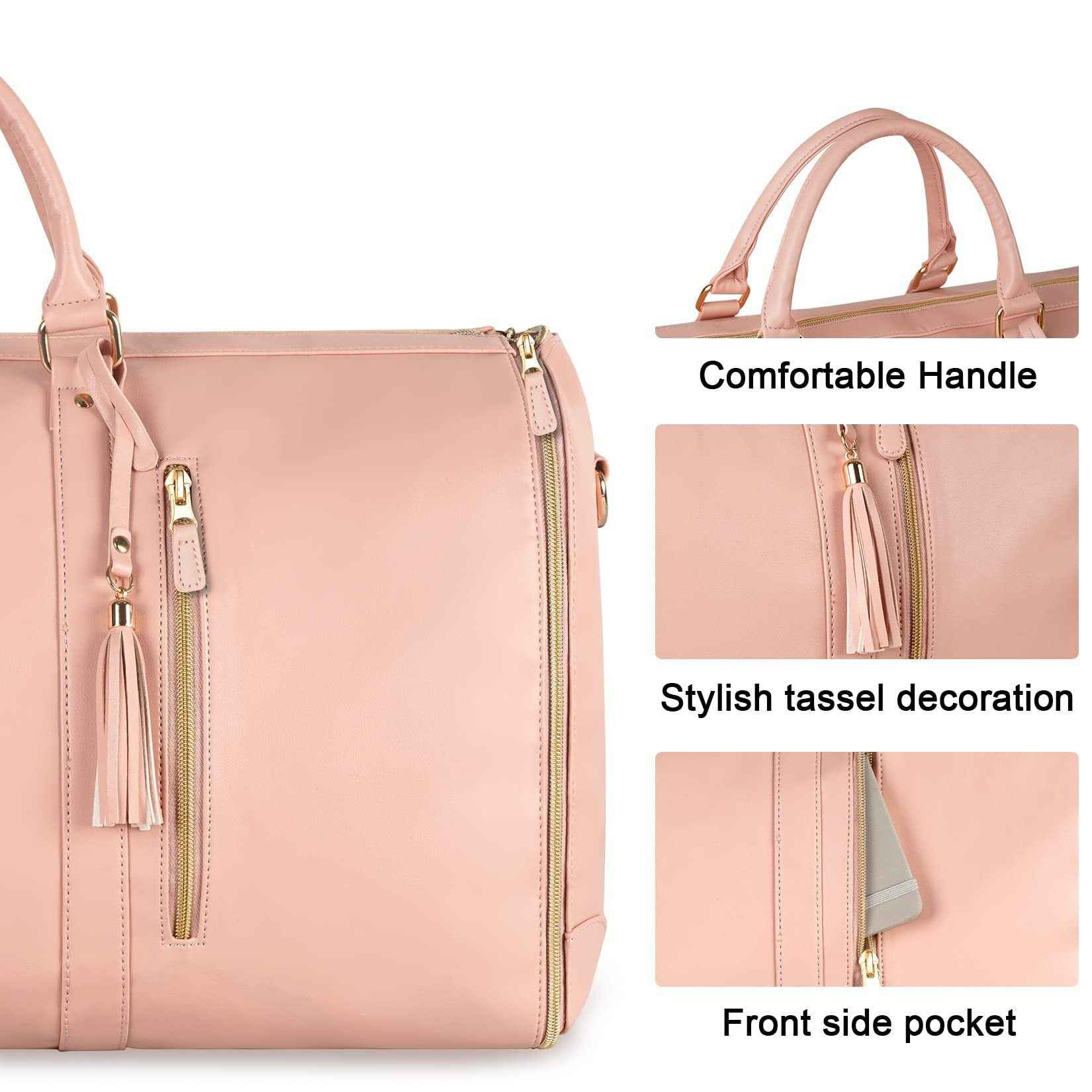 Large PU Leather Foldable Garment Duffle Travel Bag with Shoe Pouch