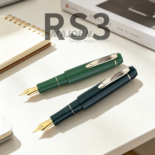 MAJOHN RS3 Short Fountain Pen | Acrylic Barrel | EF Iridium Nib | Pocket Travel Pen