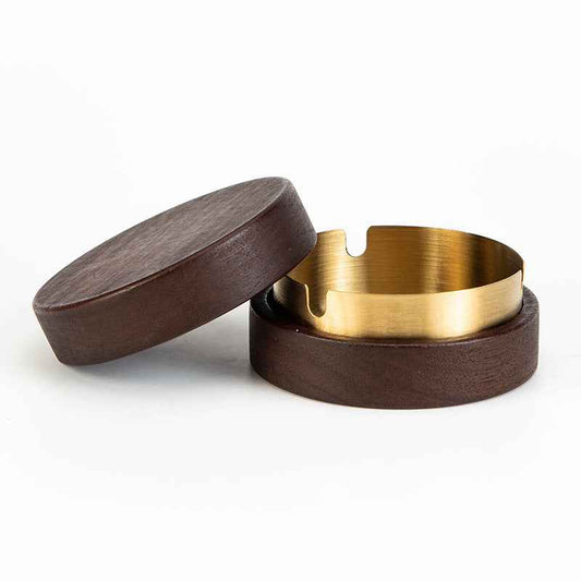 Wooden Stainless Steel Ashtray for Cigarettes with Lid