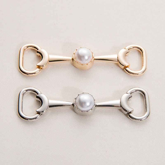 72mm Gold Silver Metal Chain with Pearl Decorative Shoe Buckle 20 Pack