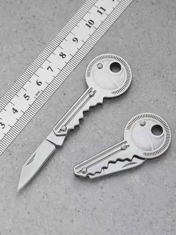 Stainless Steel Key-Shaped Mini Folding Knife 2-Pack