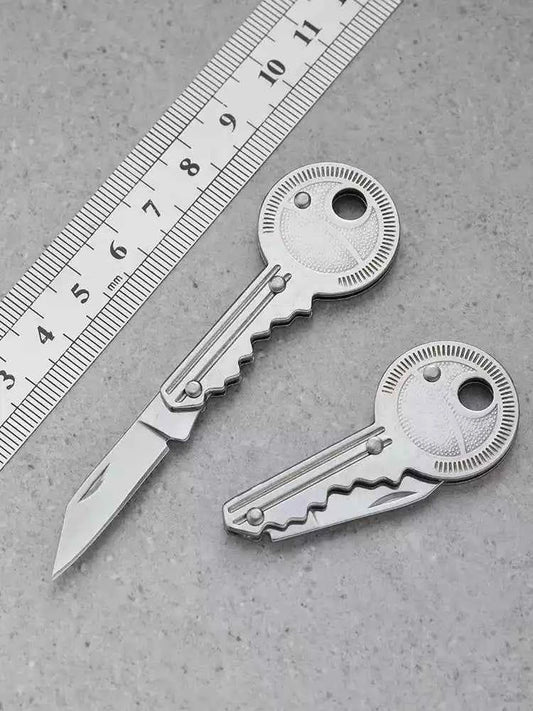 Stainless Steel Key-Shaped Mini Folding Knife 2-Pack