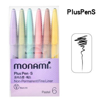 Monami Plus Pen 0,4 mm sorte finelinere, 6-pak