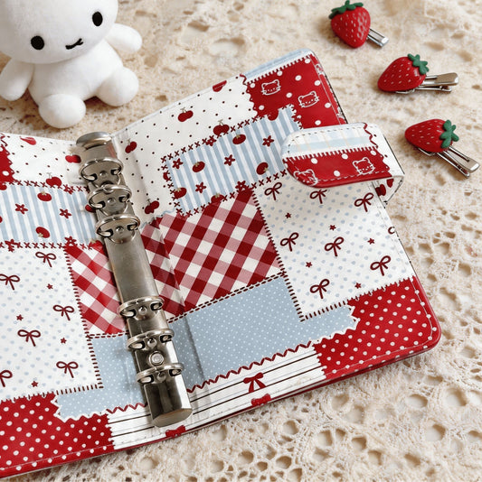 A6 Plaid Cherry Loose-Leaf Notebook – Grid / Blank / Lined