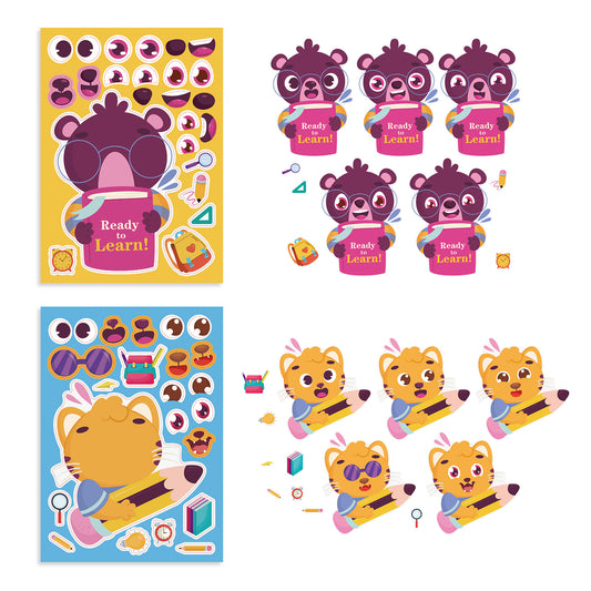 24 Sheets Cartoon Back to School Make Your Own Stickers for Kids