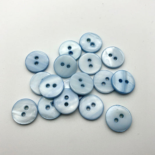 12.5mm Two-Hole Flat Shell Shirt Buttons 20pcs Sky Blue