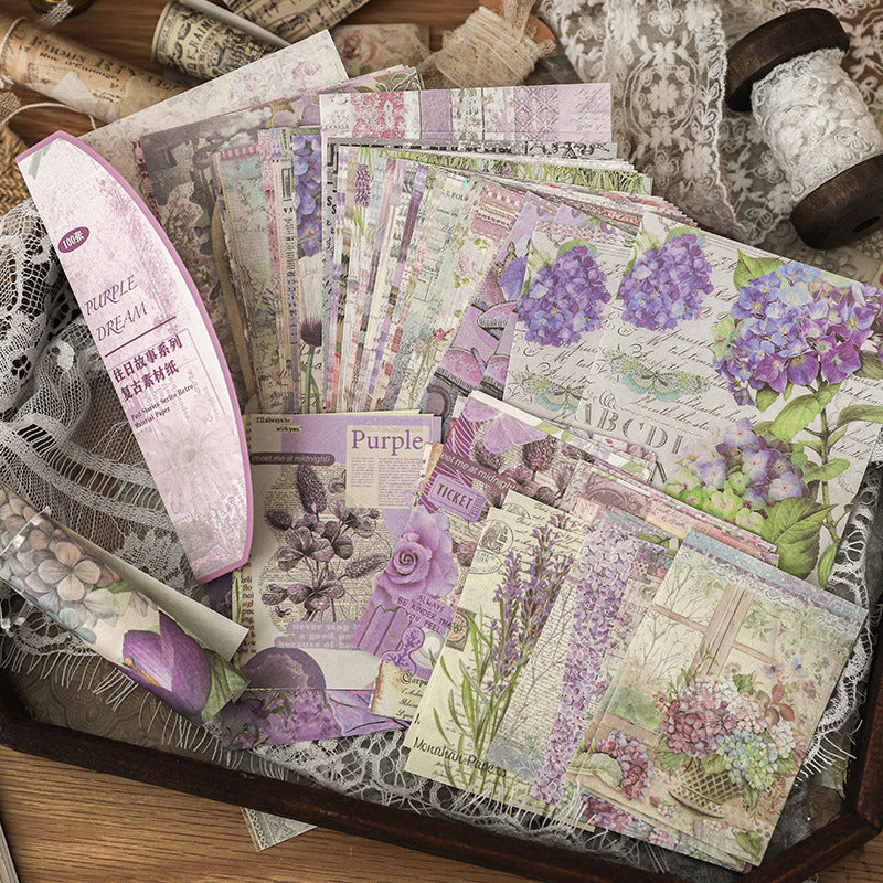 400-Piece Past Story Scrapbook Paper Set – 4 Timeless Designs