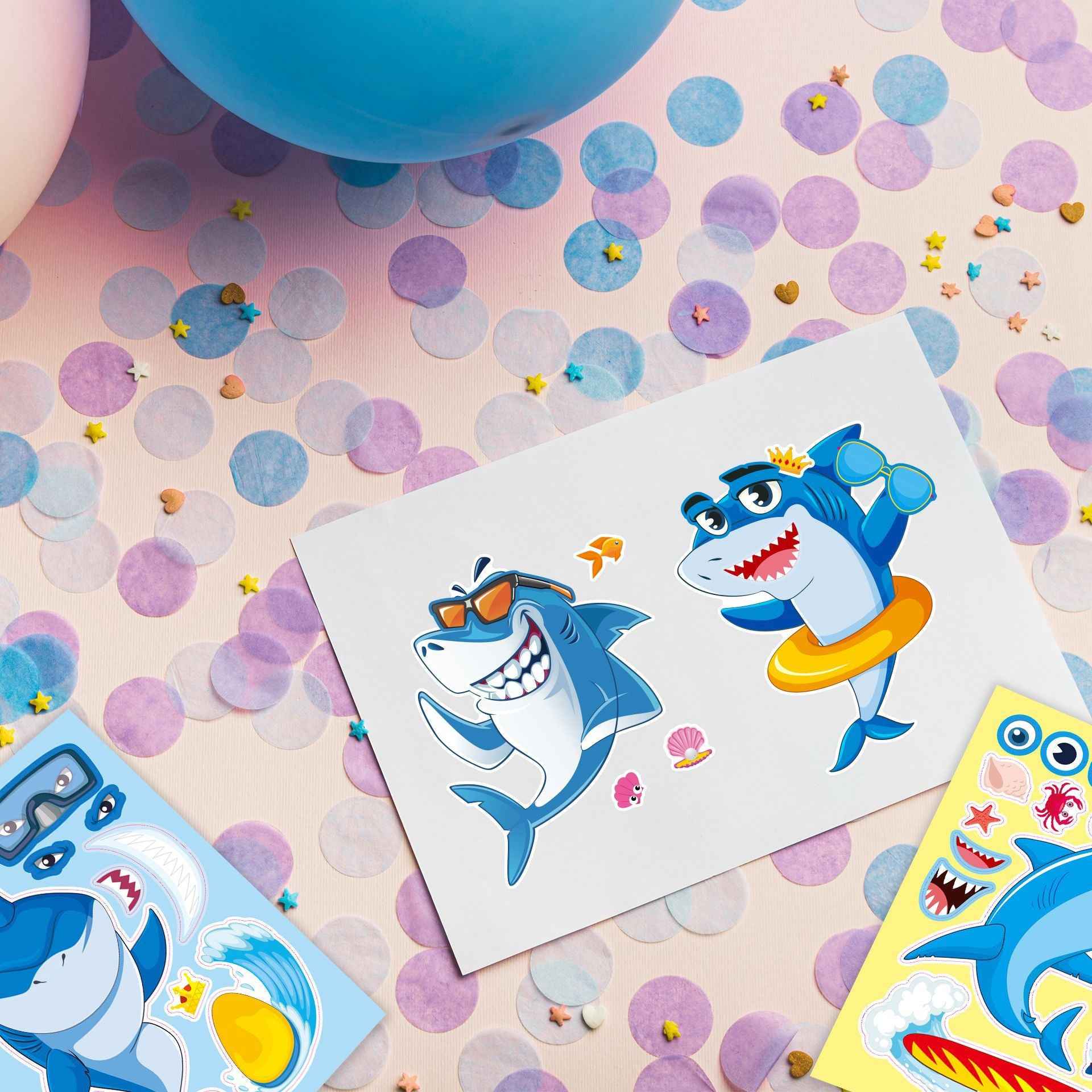 Make a Face Shark Sea Animal DIY Stickers for Kids 24 Sheets