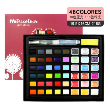 48 Colors Watercolor Paint Set Metallic Glitter Color