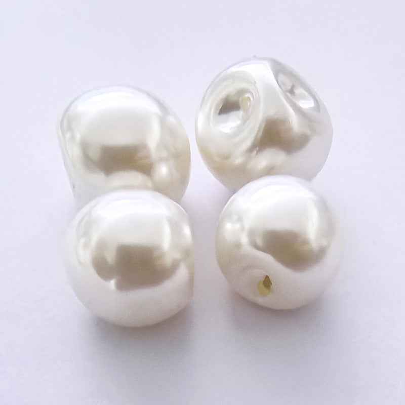 Weiße Kunststoff-Perlmuttknöpfe, Rückseite mit Öse, 8–18 mm, 40 Stück