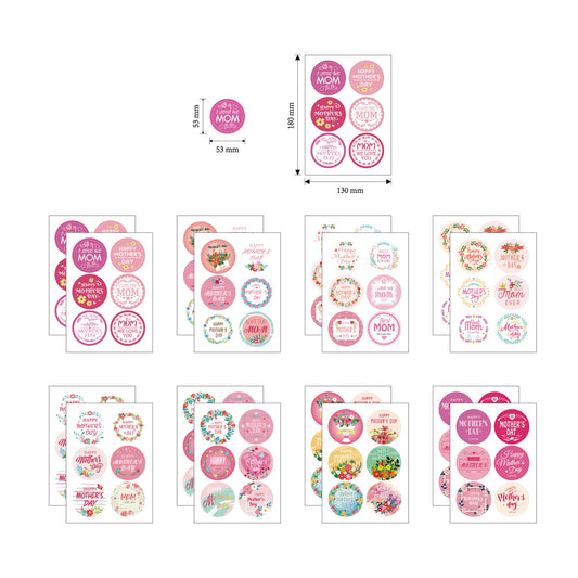 96pcs Mother‘s Day Stickers 2 inch Large Round Labels