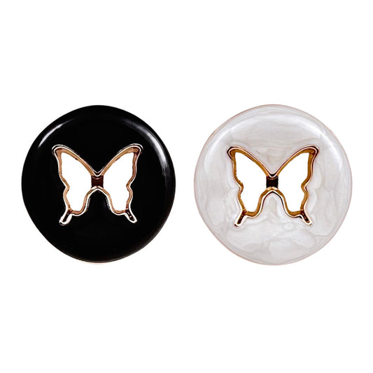 18/23mm Black and White Hollow Butterfly Metal Button 10pcs