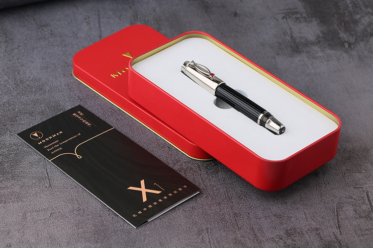 Majohn X1 Retractable Fountain Pen Black Resin,Iridium Extra Nib
