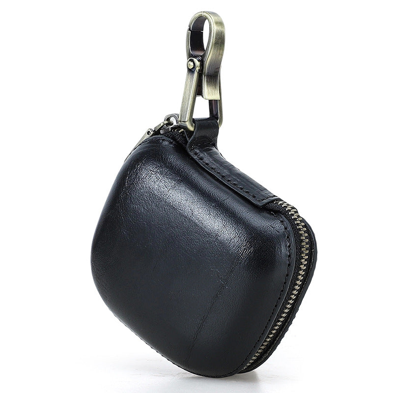 Genuine Leather Case for Apple Powerbeats Pro 2 Bluetooth Earphone Pouch Black