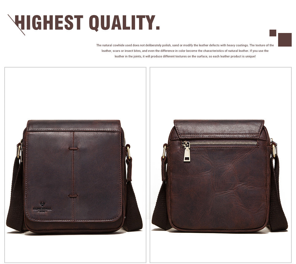 Brown Genuine Leather Men's Shoulder Bag