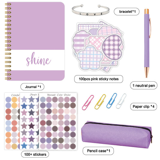 7st Shine Diary Notebook Pen Sticker Presentset för barn