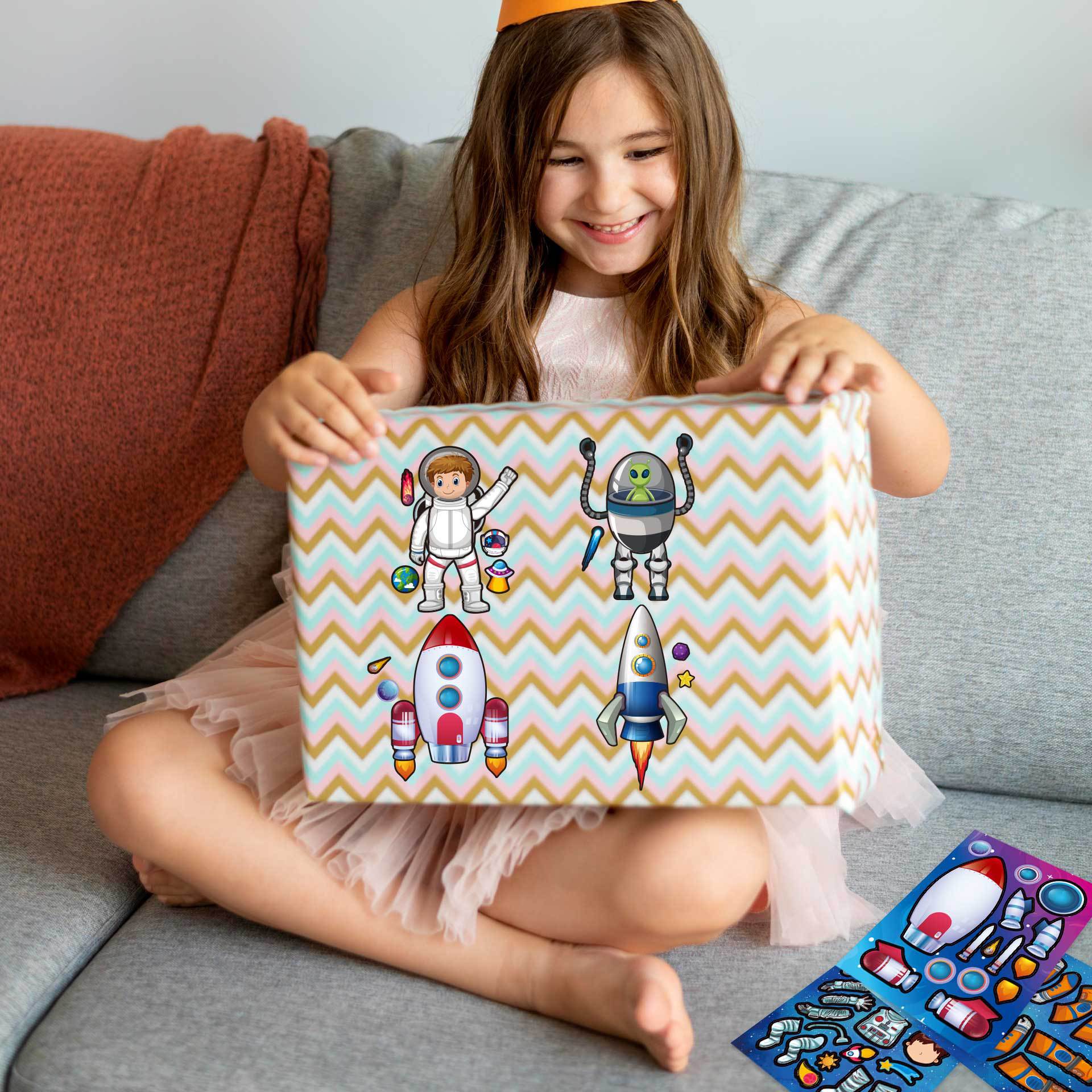 32 Sheets Universe Theme Make Your Own Stickers for Kids