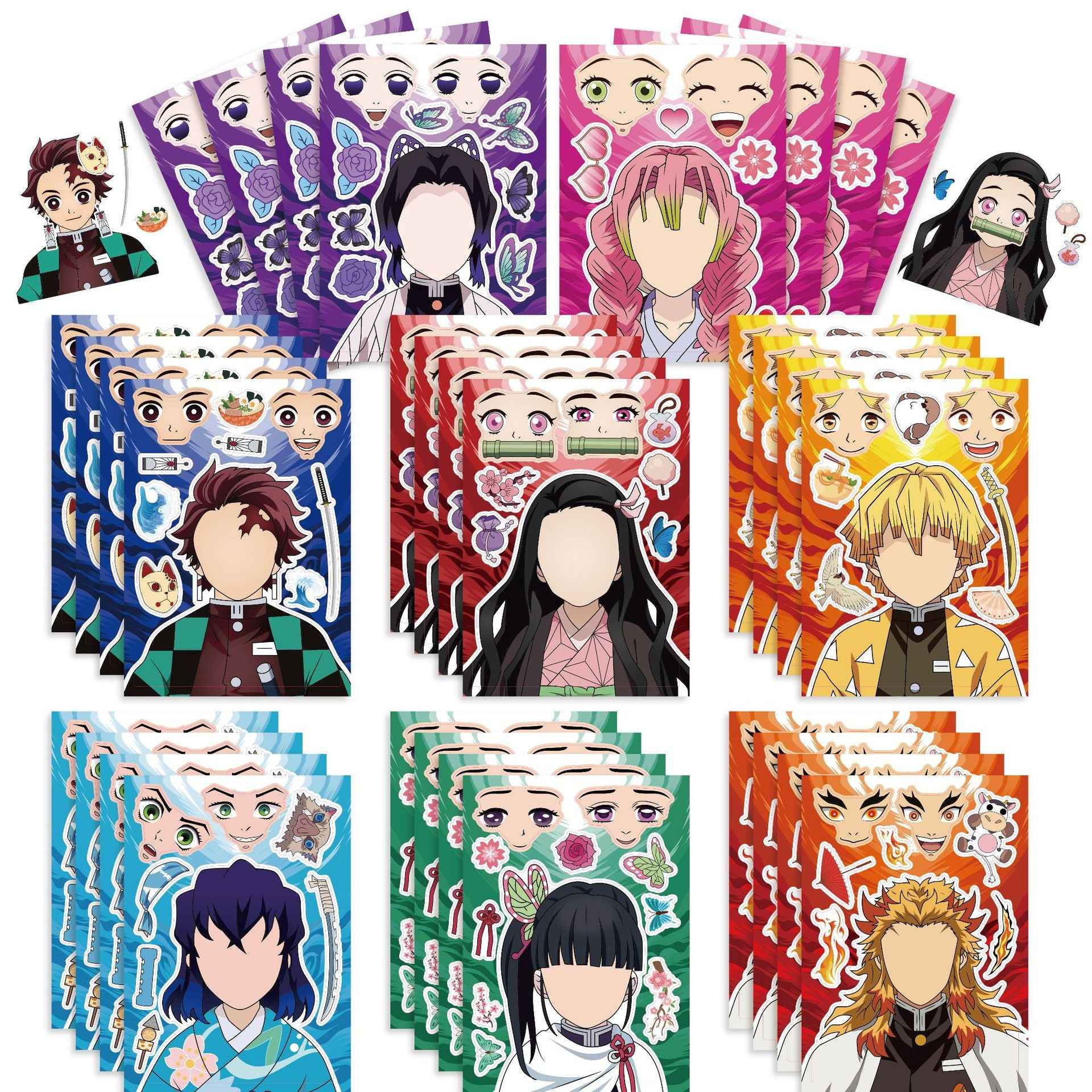 Make a Face Anime Demon Slayer: Kimetsu no Yaiba Stickers for Kids 24 Sheets