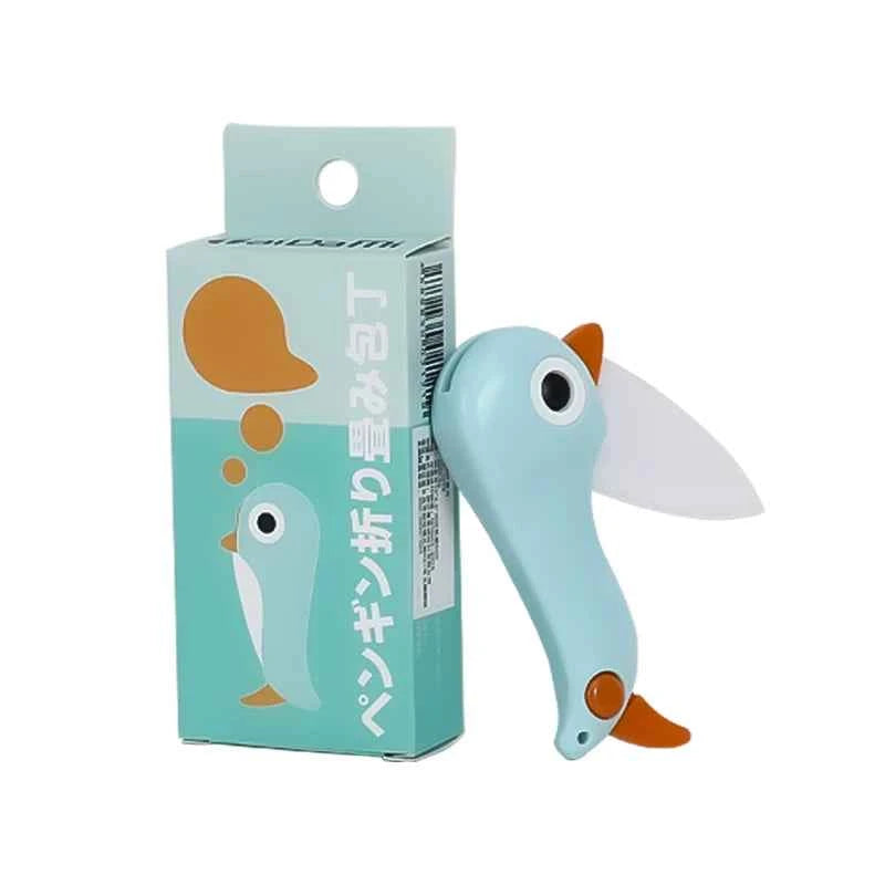 TAIDAMI Japanese Ceramic Penguin Folding Knife Light Blue