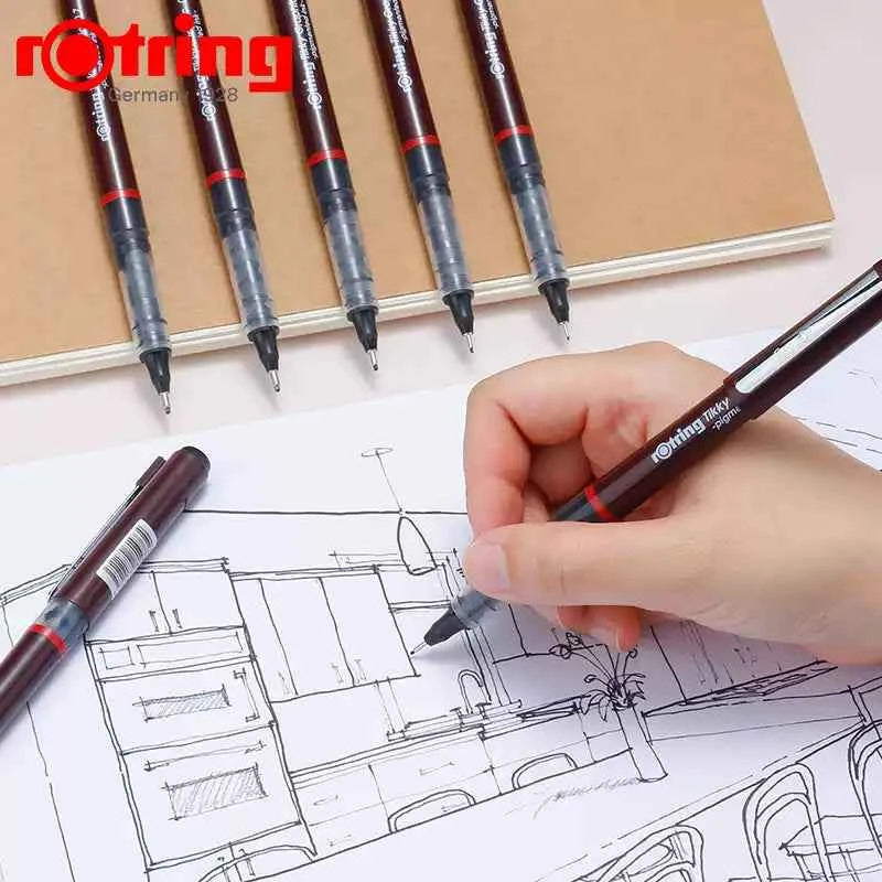 rOtring Tikky Fine Liner Graphic Pen, 0.1/0.3/0.5mm,Black Ink ,3 Pack