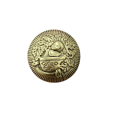 Pirate Vintage Metal Shank Button, antique gold, 15–23mm, detailed relief front