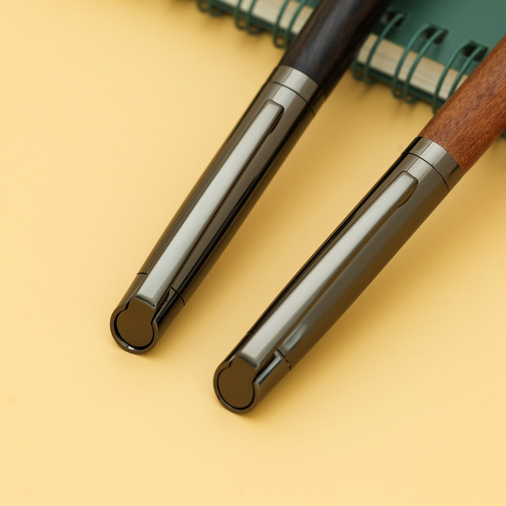 Natural Wood & Black Titanium Rollerball Pen 10-Pack