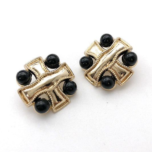 24mm Gold Gunmetal Cross Pearl Metal Shank Sewing Buttons 12pcs 1