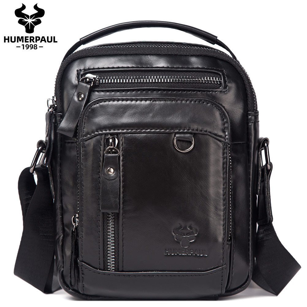 Men's Genuine Leather Crossbody Bag Black