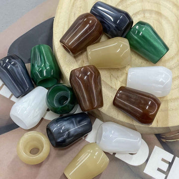 Resin bell cord buttons, 20mm, single-hole, assorted dark brown, green, cream colors