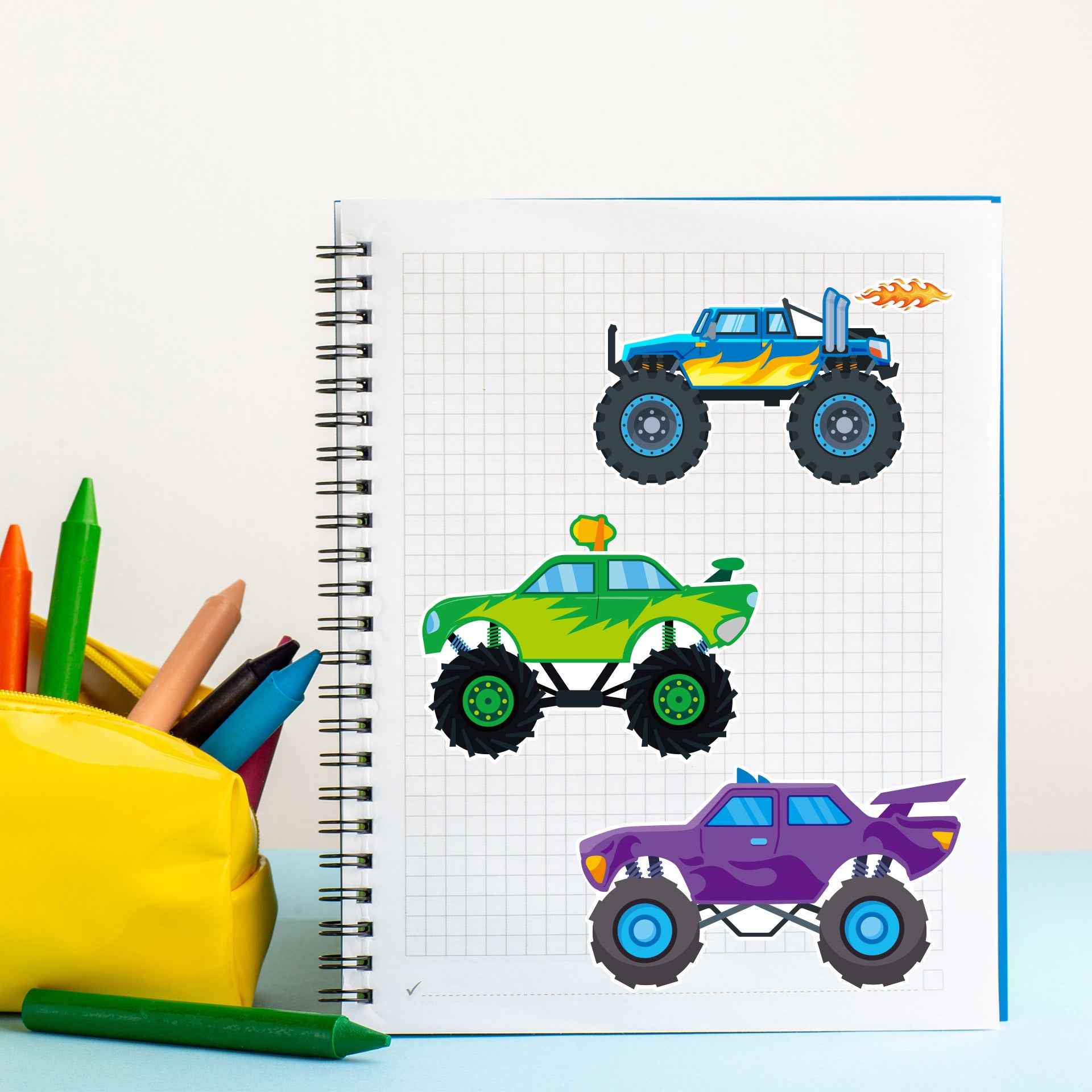 Make a Face Cartoon Monster Truck DIY Stickers for Kids 24 Sheets